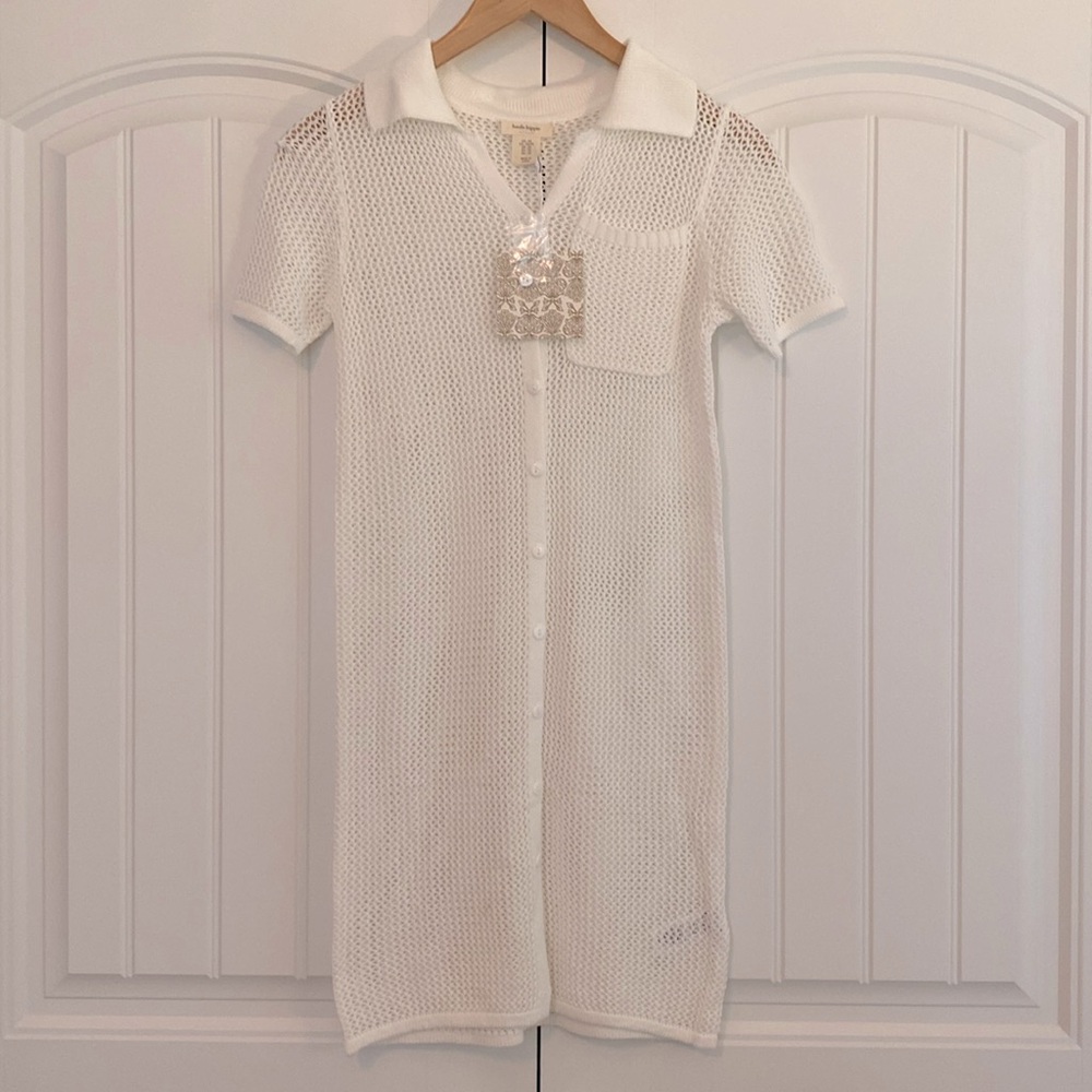 Haute Hippie NWT White Embroidered Cover-Up Dress Sz XS Short Sleeve Boho Resort